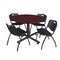 Kobe Kobe Round Table & Chair Set, Wood, Metal, Plastic Top, Mahogany TKB48RNDMH47BK - alternate 1